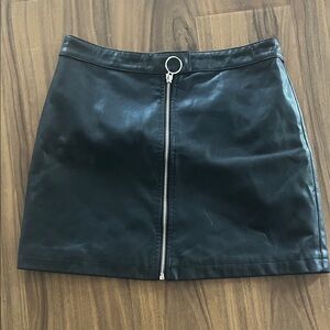 Forever 21 Black Leather Mini Skirt with Zipper